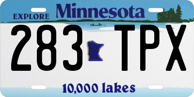 MN license plate 283TPX