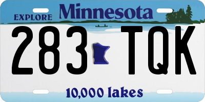 MN license plate 283TQK