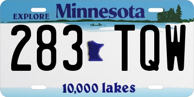 MN license plate 283TQW