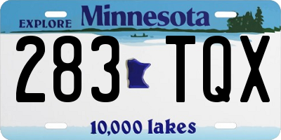 MN license plate 283TQX