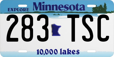 MN license plate 283TSC