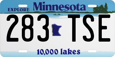MN license plate 283TSE