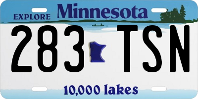 MN license plate 283TSN