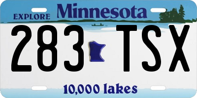 MN license plate 283TSX