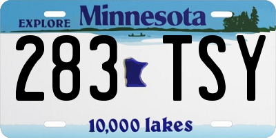 MN license plate 283TSY