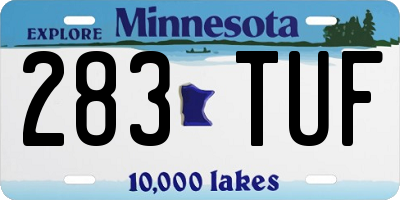 MN license plate 283TUF