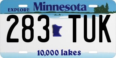 MN license plate 283TUK