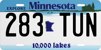 MN license plate 283TUN