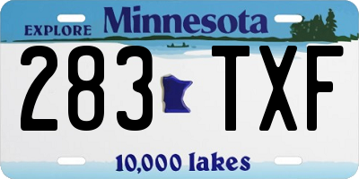 MN license plate 283TXF