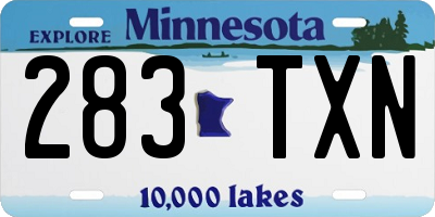 MN license plate 283TXN