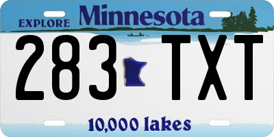 MN license plate 283TXT