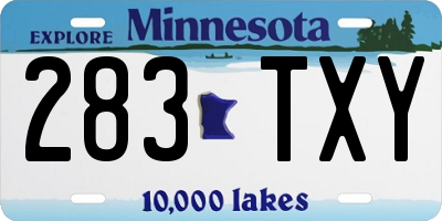 MN license plate 283TXY