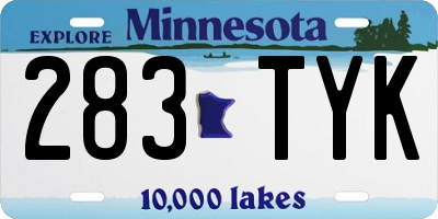 MN license plate 283TYK