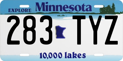 MN license plate 283TYZ