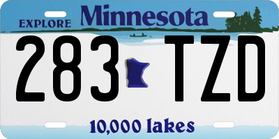 MN license plate 283TZD