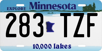 MN license plate 283TZF