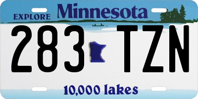 MN license plate 283TZN