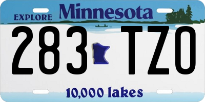 MN license plate 283TZO