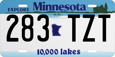 MN license plate 283TZT