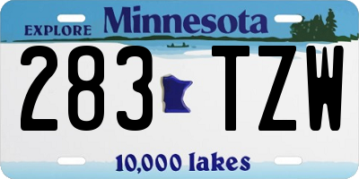 MN license plate 283TZW