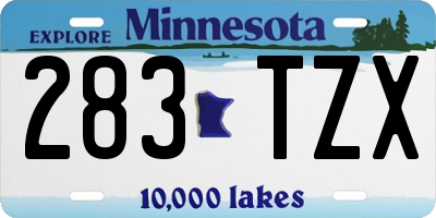 MN license plate 283TZX