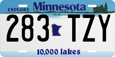 MN license plate 283TZY