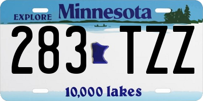 MN license plate 283TZZ