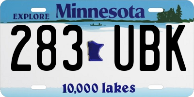 MN license plate 283UBK