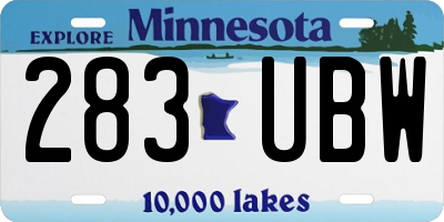 MN license plate 283UBW
