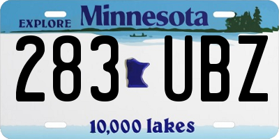 MN license plate 283UBZ