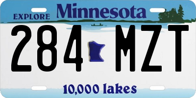 MN license plate 284MZT