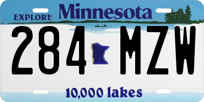MN license plate 284MZW