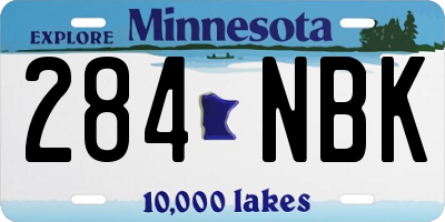 MN license plate 284NBK