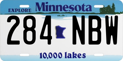 MN license plate 284NBW