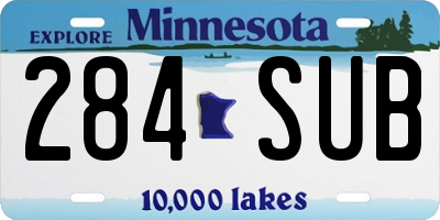 MN license plate 284SUB