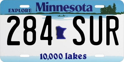 MN license plate 284SUR