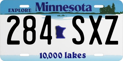 MN license plate 284SXZ