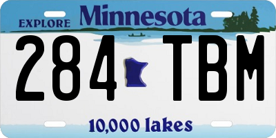 MN license plate 284TBM