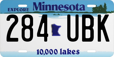 MN license plate 284UBK