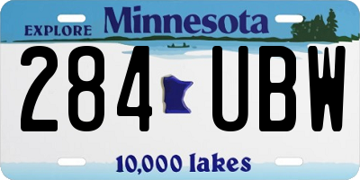 MN license plate 284UBW
