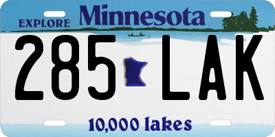 MN license plate 285LAK