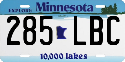 MN license plate 285LBC