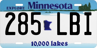 MN license plate 285LBI