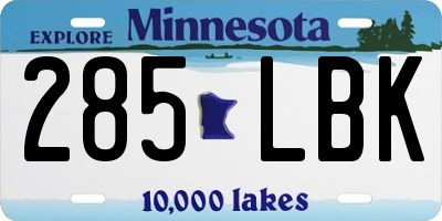MN license plate 285LBK