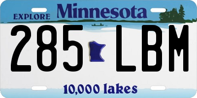 MN license plate 285LBM