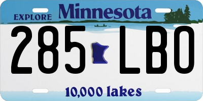 MN license plate 285LBO