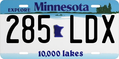 MN license plate 285LDX