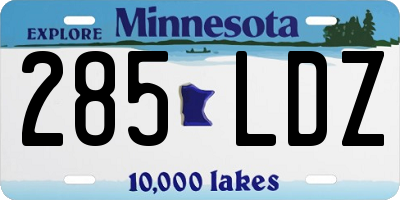 MN license plate 285LDZ