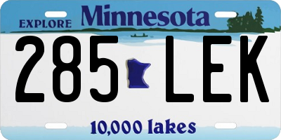 MN license plate 285LEK