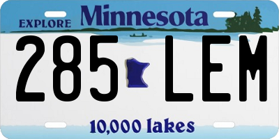 MN license plate 285LEM